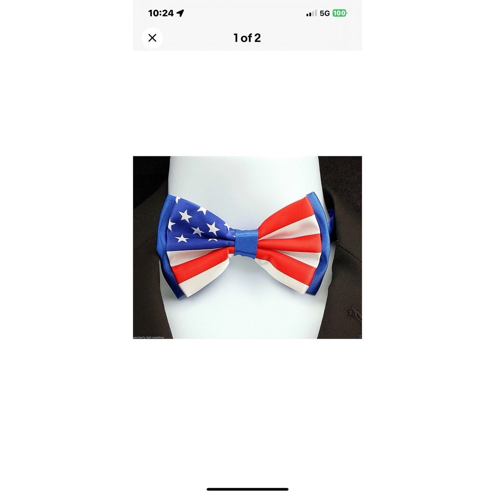 July 4th Men's‎ Flag Bow Tie Adjustable Pre-tied American Patriotic Bowtie